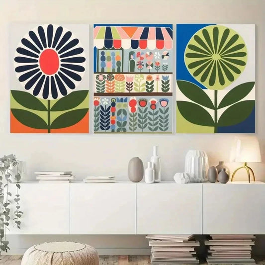 3pcs Beauty Flowers Decorations Painting Wall Art Set Canvas Framed 40x60cm - High Quality Print 100% Australian Made Wall Canvas Ready to Hang