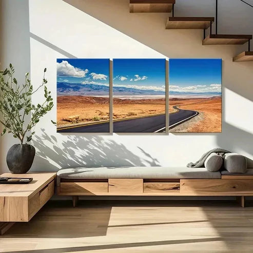 3pcs Highway Desert Road Modern Decor Wall Art Canvas Unframed - High Quality Print 100% Australian Made Wall Canvas