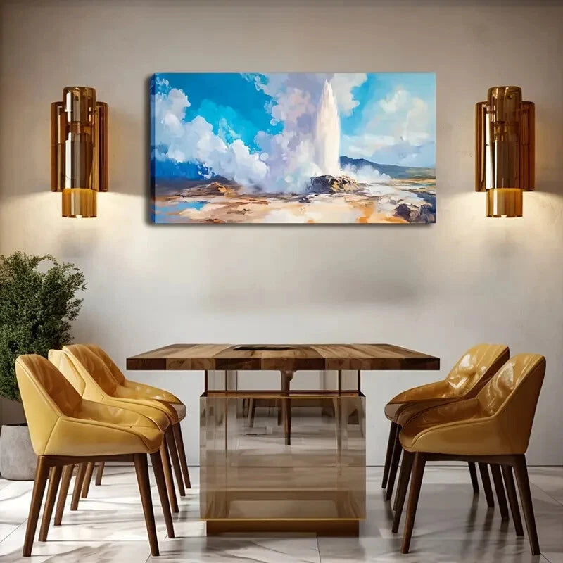 Vibrant Volcano Eruption Lands Wall Art Canvas Office Home Room Framed 120x60cm