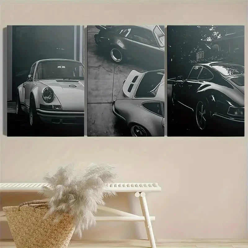 3pcs Vintage Racing & Travel  Sports Room Wall Art Set Canvas Framed 40x60cm - High Quality Print 100% Australian Made Wall Canvas Ready to Hang - Bella Home Decor