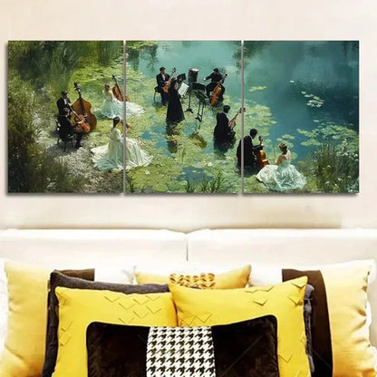 3pcs Concert by the lake (4) Wall Art Set Canvas Unframed - High Quality Print 100% Australian Made Wall Canvas - Bella Home Decor