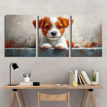 3pcs Adorable Puppy Whimsical Dog Wall Art Set Canvas Unframed - High Quality Print 100% Australian Made Wall Canvas - Bella Home Decor