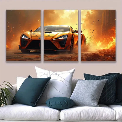 3pcs Modern Lykan Hypersport Car Design Wall Art Set Canvas Framed 60x90cm - High Quality Print 100% Australian Made Wall Canvas Ready to Hang