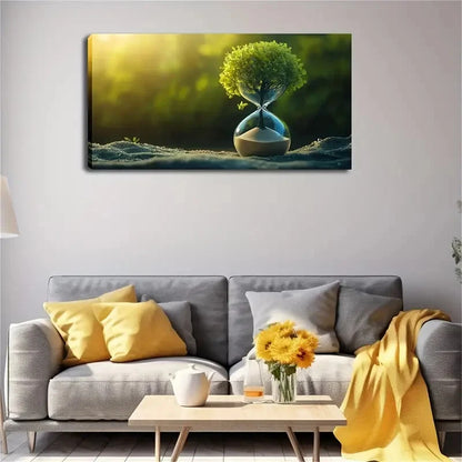 Realistic Hourglass Tree Wall Art canvas office home room framed 120x60cm