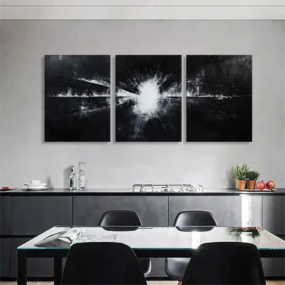 3pcs Abstract Black White Light Wall Art Canvas Unframed - High Quality Print 100% Australian Made Wall Canvas - Bella Home Decor