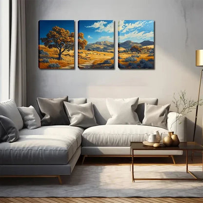 3pcs Autumn Desert Mountain Wall Art Set Wall Art Canvas Unframed - High Quality Print 100% Australian Made Wall Canvas - Bella Home Decor