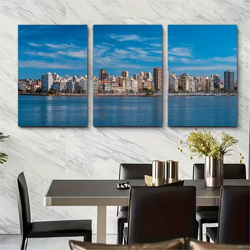 3pcs Porto Alegre Landscapes Metal Print Ready to Hang Art