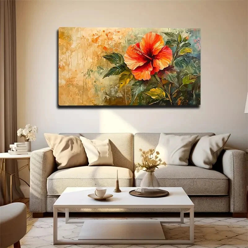 Fresh Atmosphere Red Flowers Wall Art Canvas Office Home Room Framed 120x60cm - Bella Home Decor