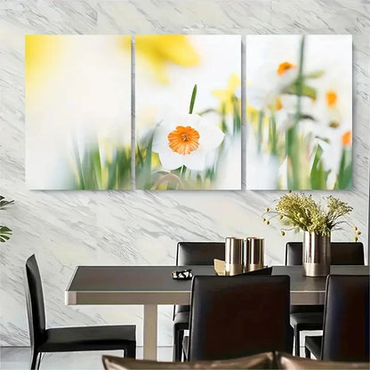 3pcs Spring Daffodil Field Metal Print Ready to Hang Art