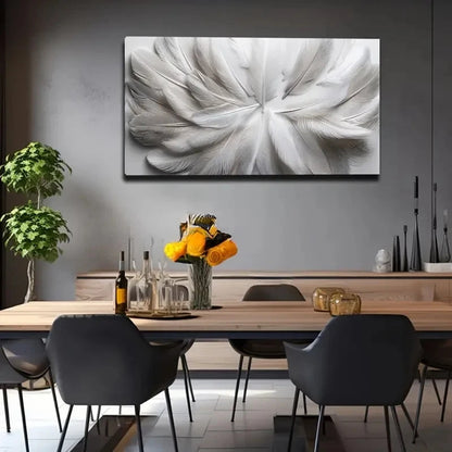 White Feather Wall Art Canvas Office Home Room Framed 120x60cm