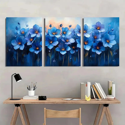 3pcs Bluebell Painting Flowers Watercolor Metal Print Ready to Hang Art - Bella Home Decor