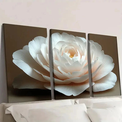 3pcs White Camellia Flower Elegant Floral CF   Wall Art Set Canvas Framed 50x70cm - High Quality Print 100% Australian Made Wall Canvas Ready to Hang