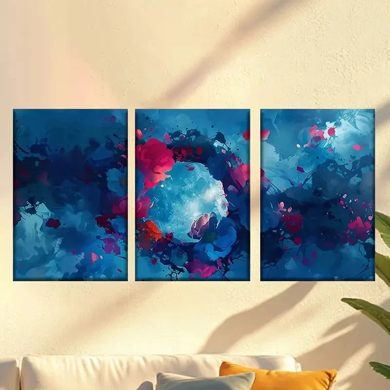 3pcs Secret Garden Under The Moon Wall Art Set Canvas Framed 60x90cm - High Quality Print 100% Australian Made Wall Canvas Ready to Hang