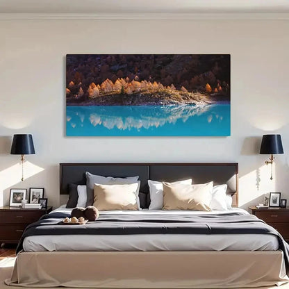 Autumn Lake Scenery Rustic Wall Art Canvas Office Home Room Framed 120x60cm