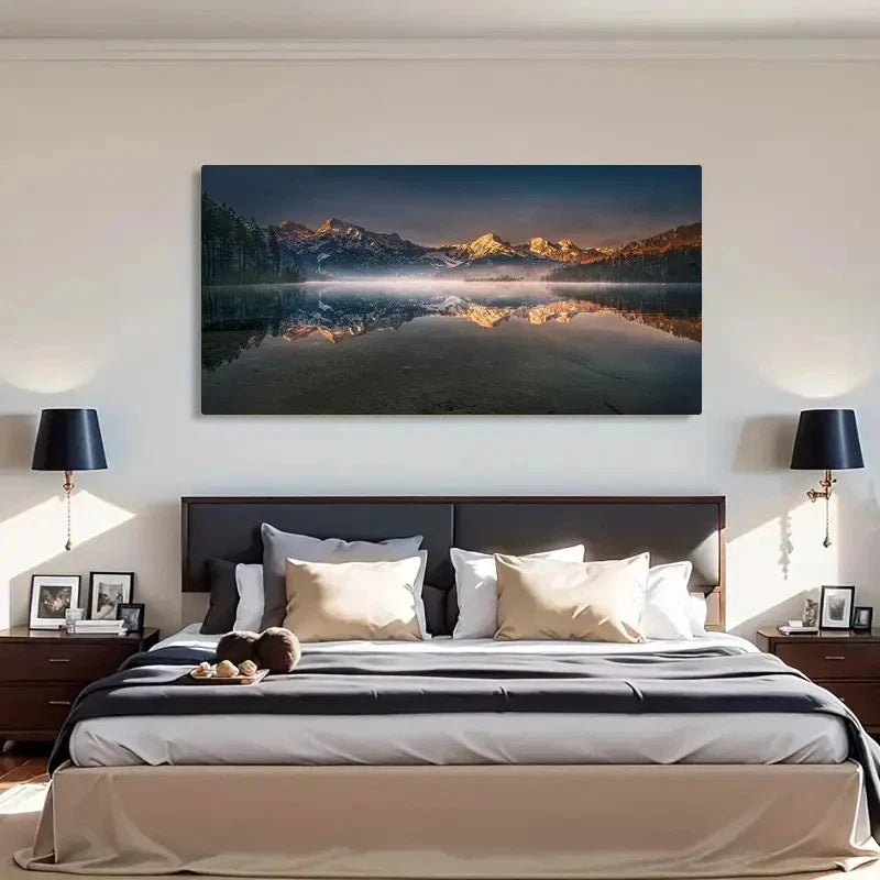 Etretat Cliff  Serene Lake Wall Art Canvas Office Home Room Framed 120x60cm