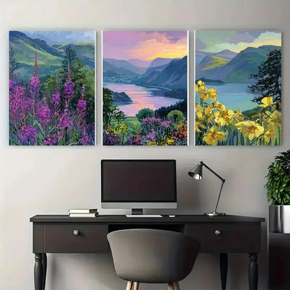 3pcs The Lake District National Park Travel Wall Art Set Canvas Framed 50x70cm - High Quality Print 100% Australian Made Wall Canvas Ready to Hang - Bella Home Decor