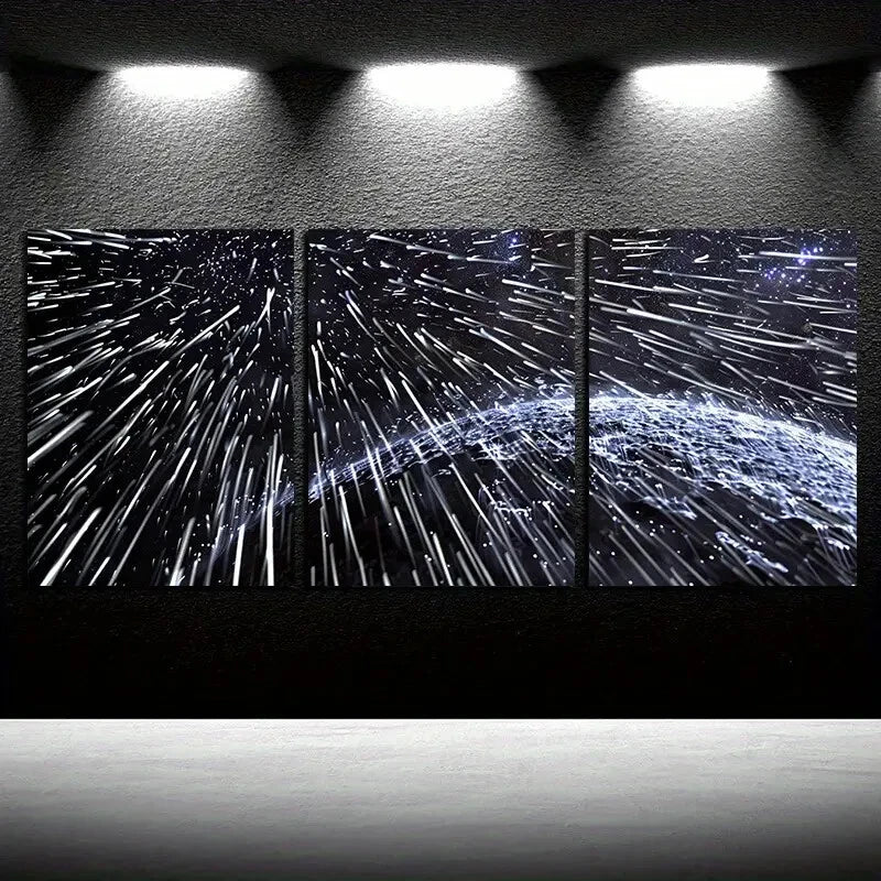 3pcs Starry Sky Light Illustration Metal Print Ready to Hang Art - Bella Home Decor