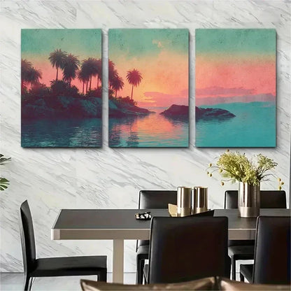 3pcs Retro Ocean Seascape Antique Perfect Wall Art Set Canvas Framed 50x70cm - High Quality Print 100% Australian Made Wall Canvas Ready to Hang