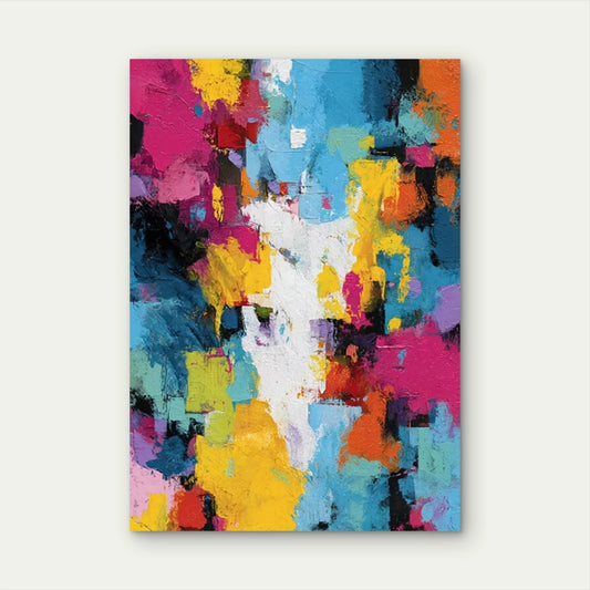 Multicolor Abstract Brushstrokes Painting 60x90cm Metal Print Ready to Hang