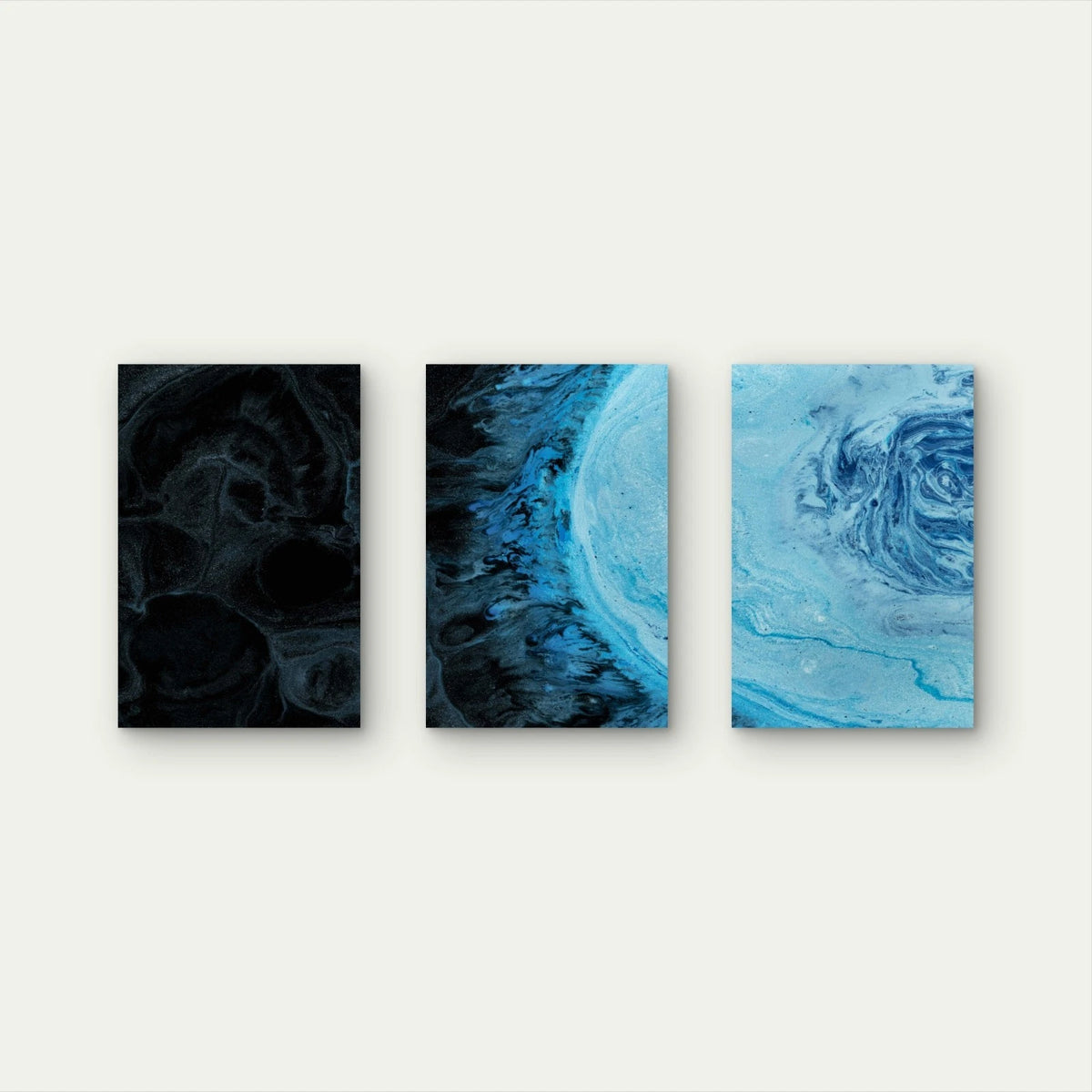 3pcs Blue Marble Paint Fluid Abstract Wall Art Set Canvas Framed 50x70cm - High Quality Print 100% Australian Made Wall Canvas Ready to Hang