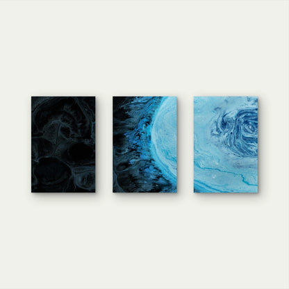 3pcs Blue Marble Paint Fluid Abstract Wall Art Set Canvas Framed 50x70cm - High Quality Print 100% Australian Made Wall Canvas Ready to Hang