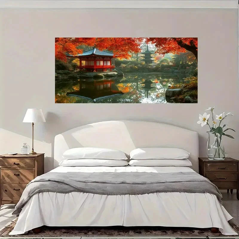 Japanese Architecture Wall Art Canvas Office Home Room Framed 120x60cm