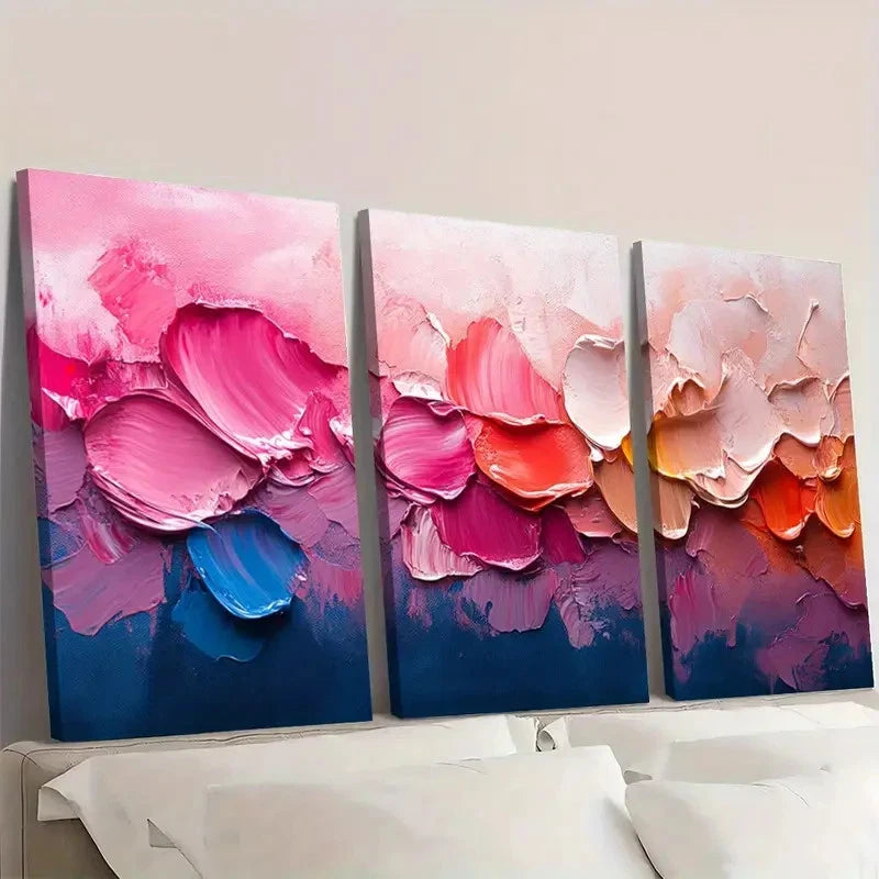 3pcs Colorful Design  Original Artwork TR  Wall Art Set Canvas Framed 60x90cm - High Quality Print 100% Australian Made Wall Canvas Ready to Hang - Bella Home Decor