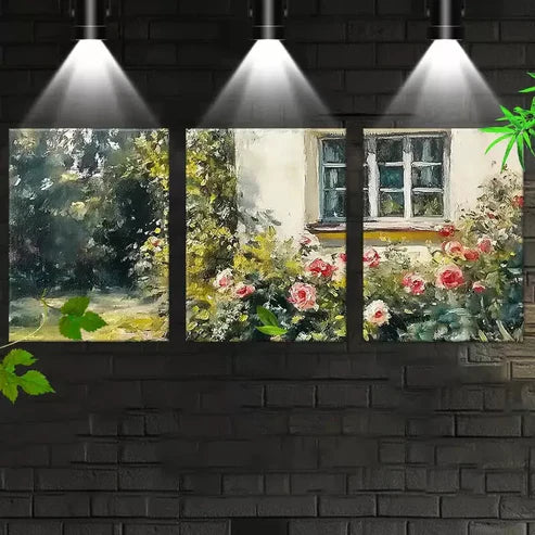 3pcs Retro Beautiful Garden with Floral Painting Wall Art Canvas Unframed - High Quality Print 100% Australian Made Wall Canvas