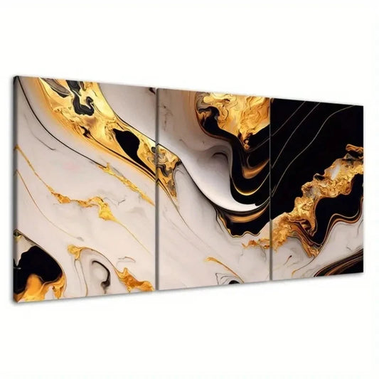 3pcs Luxury White Marble Golden Wall Art Canvas Framed 40x60cm - High Quality Print 100% Australian Made Wall Canvas Ready to Hang