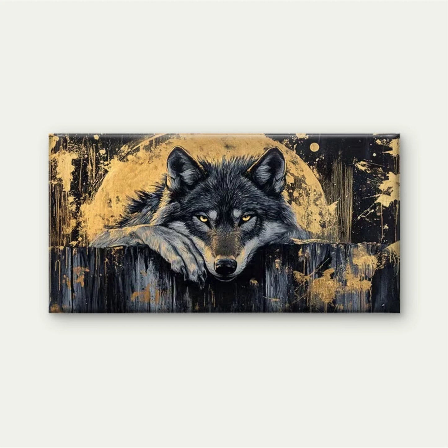Abstract Wolf Wall Art Canvas Office Home Room Framed 120x60cm
