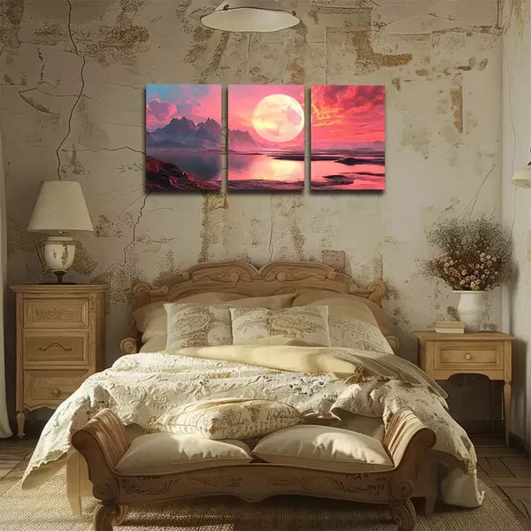 3pcs Features a Large Sun And Ground, Wall Art Set Canvas Framed 60X90cm - High Quality Print 100% Australian Made Wall Canvas Ready to Hang - Bella Home Decor