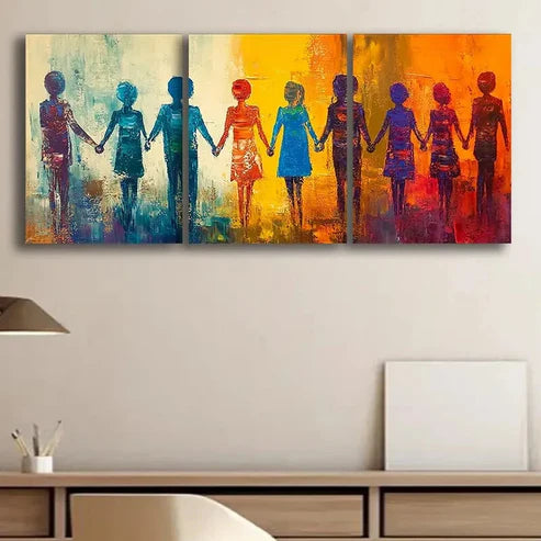 3pcs Colorful Abstract People Light Perfect Wall Art Set Canvas Unframed - High Quality Print 100% Australian Made Wall Canvas - Bella Home Decor