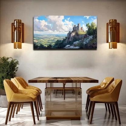 Ancient Castle Rocky Mountain Wall Art Canvas Office Home Room Framed 120x60cm - Bella Home Decor