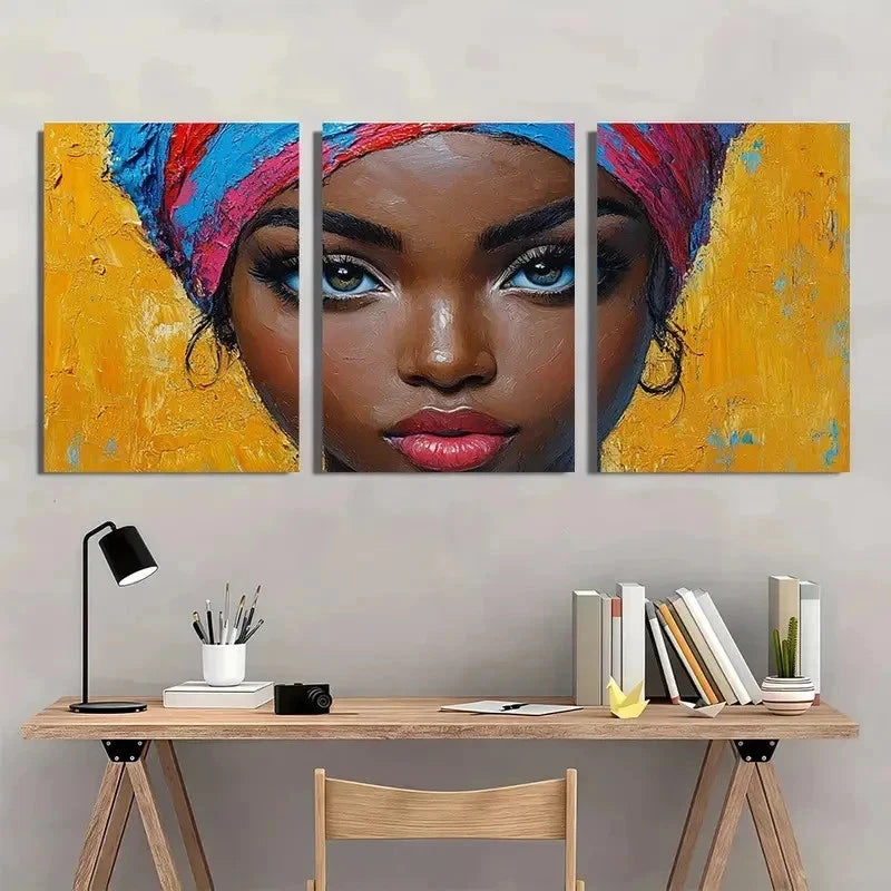 3pcs Woman Queen Portrait Impasto Perfect Wall Art Set Canvas Framed 60x90cm - High Quality Print 100% Australian Made Wall Canvas Ready to Hang