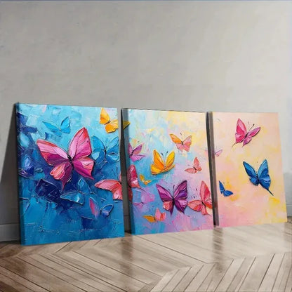 3pcs Lots of butterflies dancing Wall Art Set Canvas Unframed - High Quality Print 100% Australian Made Wall Canvas