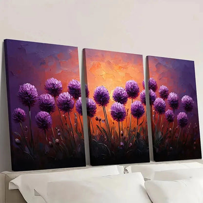 3pcs Vibrant Purple & Orange Sunset D  Wall Art Set Canvas Framed 40x60cm - High Quality Print 100% Australian Made Wall Canvas Ready to Hang - Bella Home Decor