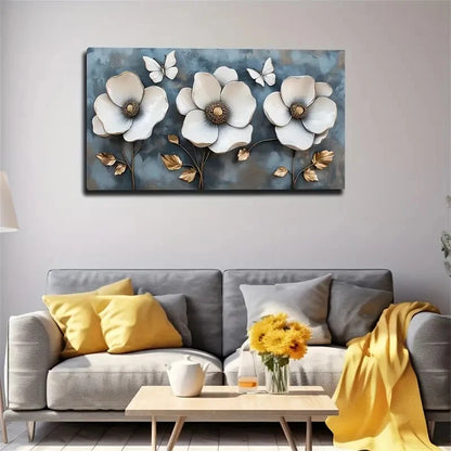Golden Leaves Distributed Wall Art Canvas Office Home Room Framed 120x60cm