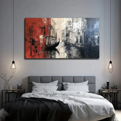 Boat In Venice Nature Wall Art Canvas Office Home Room Framed 120x60cm