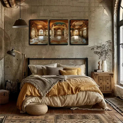 3pcs Modern Castle Building Wall Art Canvas Unframed - High Quality Print 100% Australian Made Wall Canvas