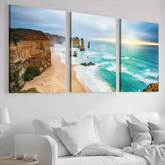 3pcs Seaside Beach Canvas Wall Art Set Canvas Framed 50x70cm - High Quality Print 100% Australian Made Wall Canvas Ready to Hang
