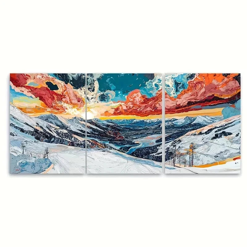 3pcs Abstract Alta Utah Ski Rocky Mountains Wall Art Set Canvas Framed 40x60cm – High Quality Print 100% Australian Made Wall Canvas Ready to Hang - Bella Home Decor
