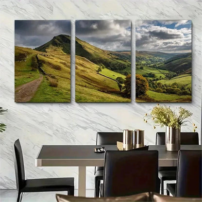 3pcs Peak District England Travel Perfect Wall Art Set Canvas Framed 50x70cm - High Quality Print 100% Australian Made Wall Canvas Ready to Hang