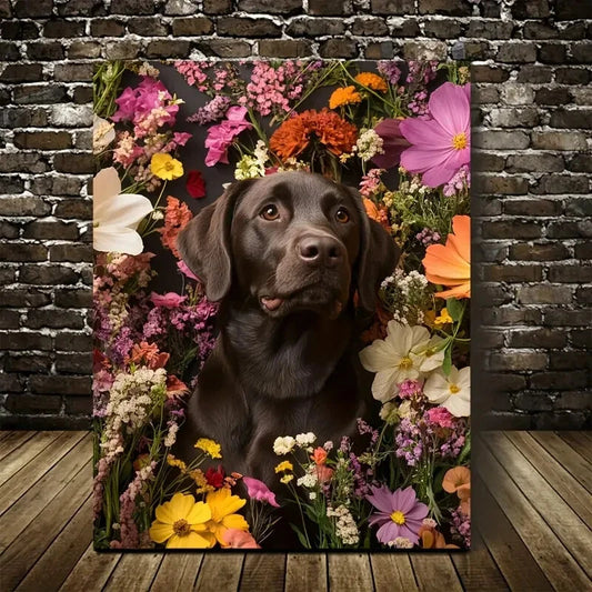 Adorable Labrador Retriever with Vibrant Painting 40x60cm Metal Print Ready to Hang - Bella Home Decor