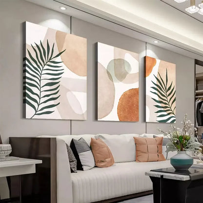 3pcs Warm Neutral Tones Abstract Shapes Wall Art Set Canvas Unframed - High Quality Print 100% Australian Made Wall Canvas