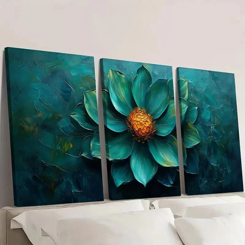 3pcs Abstract Green Flower Oil Painting F Wall Art Set Canvas Framed 40x60cm - High Quality Print 100% Australian Made Wall Canvas Ready to Hang - Bella Home Decor