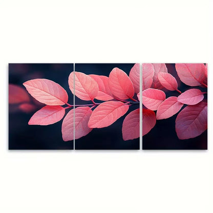 3pcs Pink Skeleton Leaves Metal Print Ready to Hang Art - Bella Home Decor