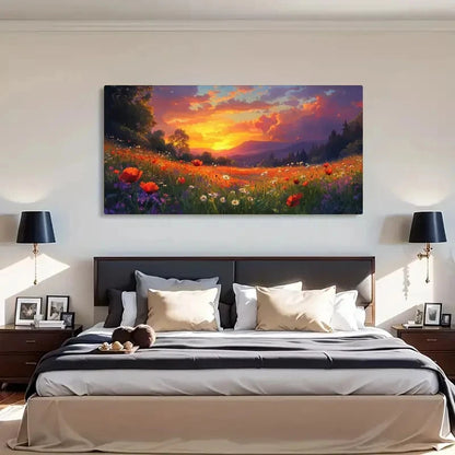 Red Poppies Daisy Serene Wall Art Canvas Office Home Room Framed 120x60cm
