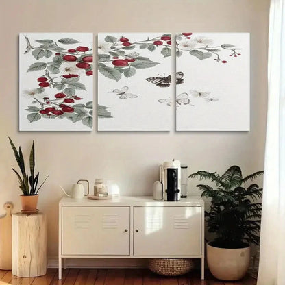3pcs Elegant Roses and Butterflies Metal Print Ready to Hang Art - Bella Home Decor