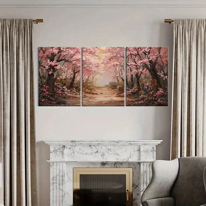 3pcs Spring Blossom Forest Floral Pathway Art Metal Print Ready to Hang Art - Bella Home Decor