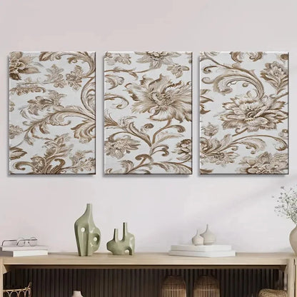 3pcs Jacobean Flower Wall Art Set Canvas Framed 40x60cm - High Quality Print 100% Australian Made Wall Canvas Ready to Hang